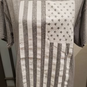 👛5Star Large Gray and White American Flag Tee